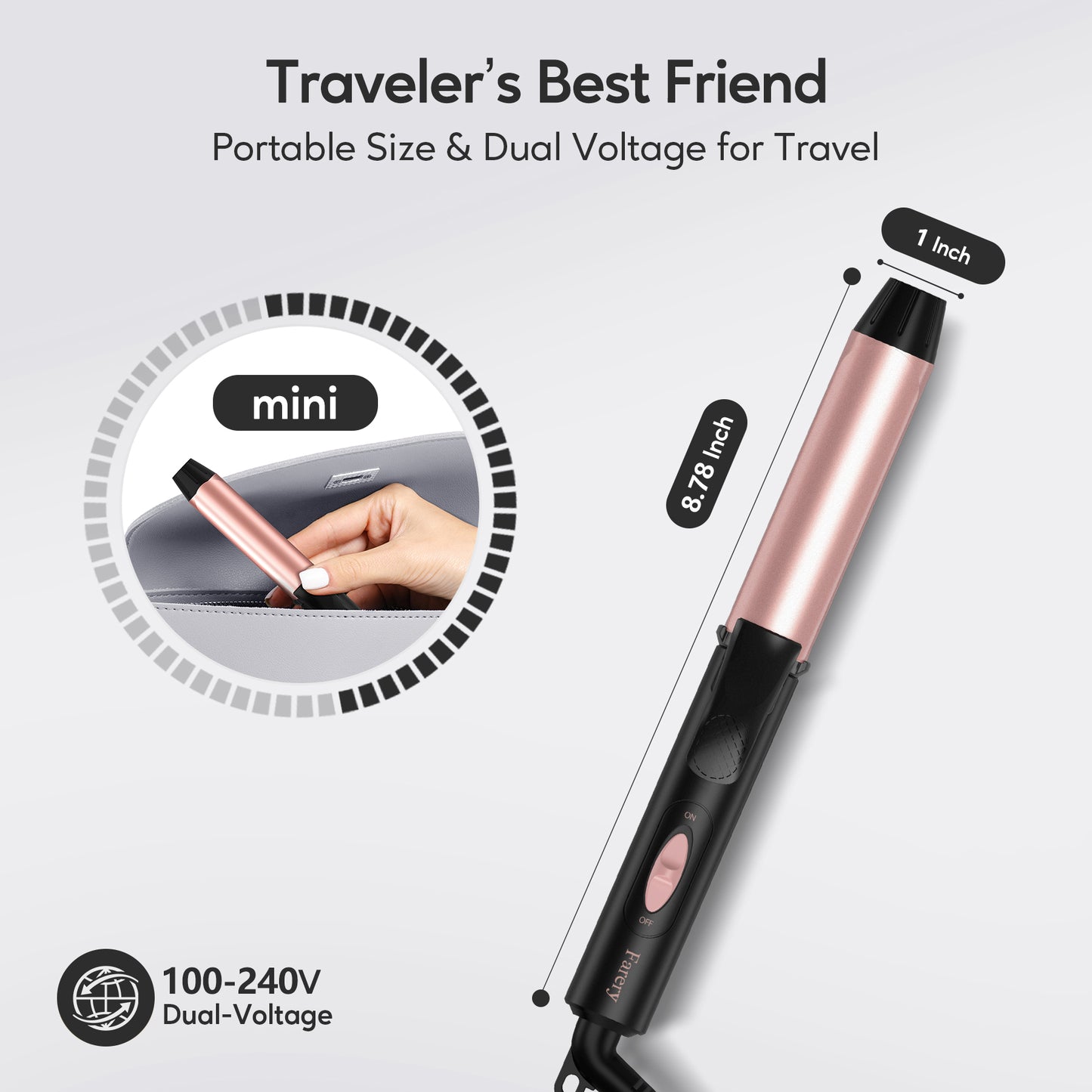 Mini Curling Iron, 1 Inch, Single-Temp