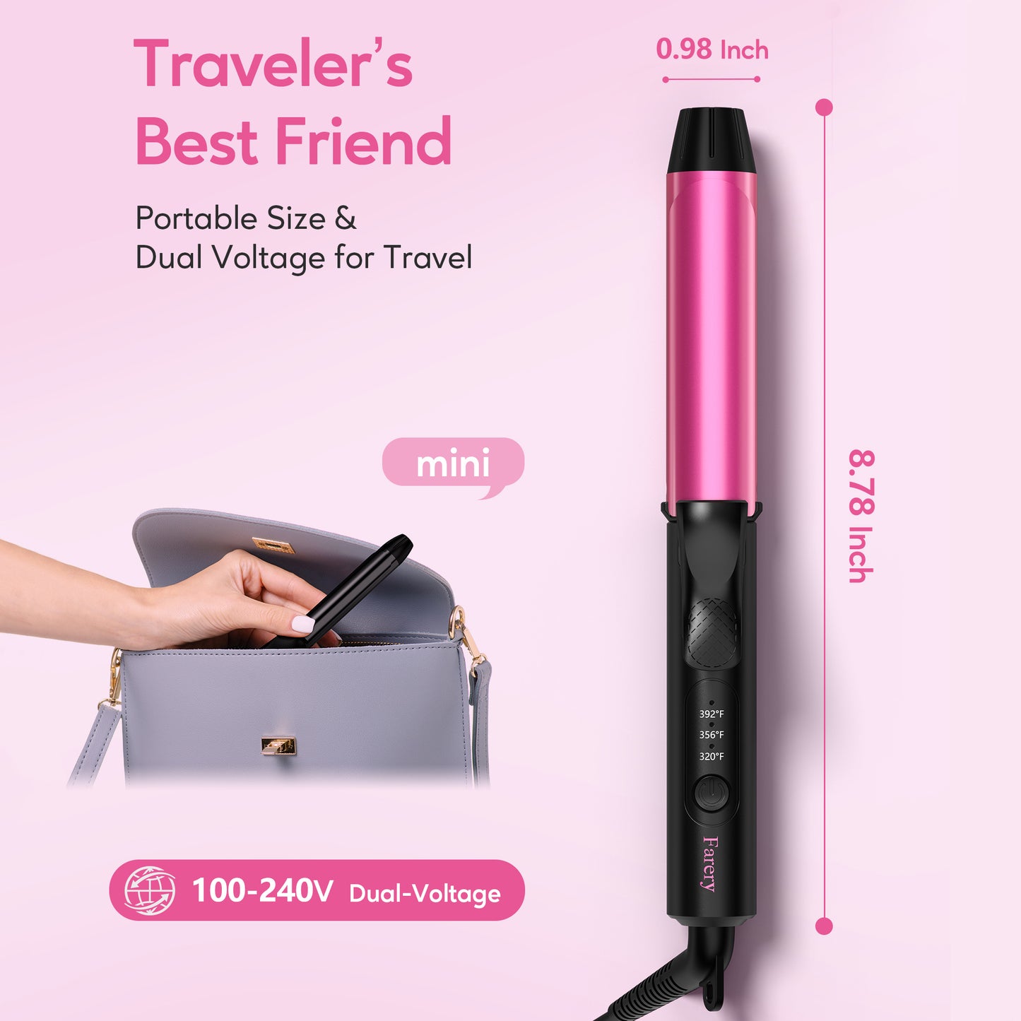 Mini Curling Iron, 1 Inch, Multi-Temp