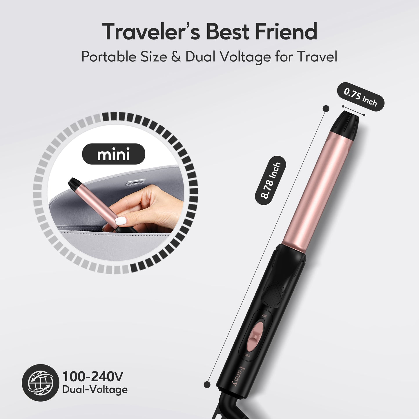 Mini Curling Iron, 3/4 Inch, Single-Temp