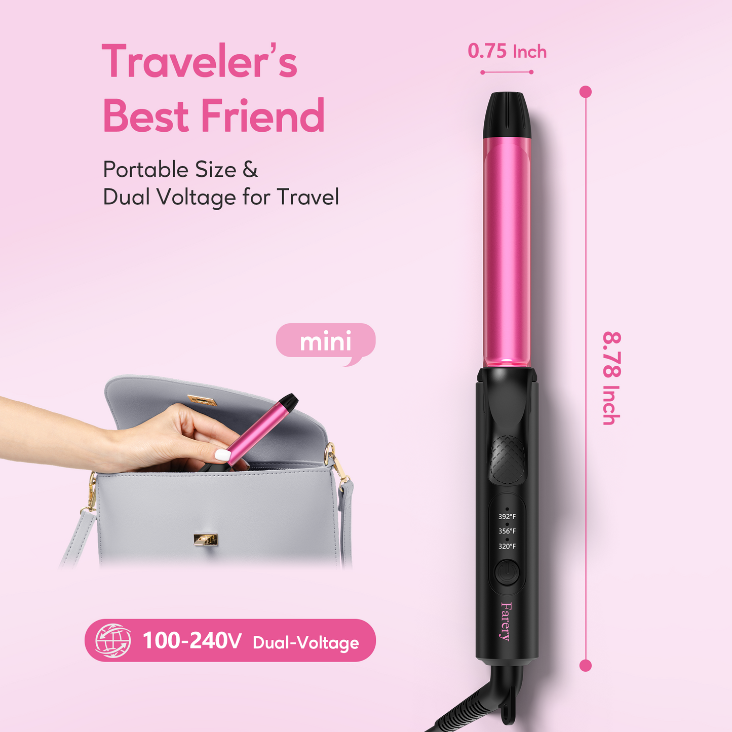 Mini Curling Iron, 3/4 Inch, Multi-Temp
