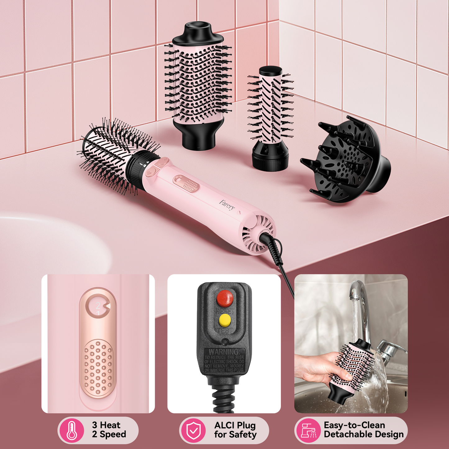 4-IN-1 Rotating Hair Dryer Brush Set