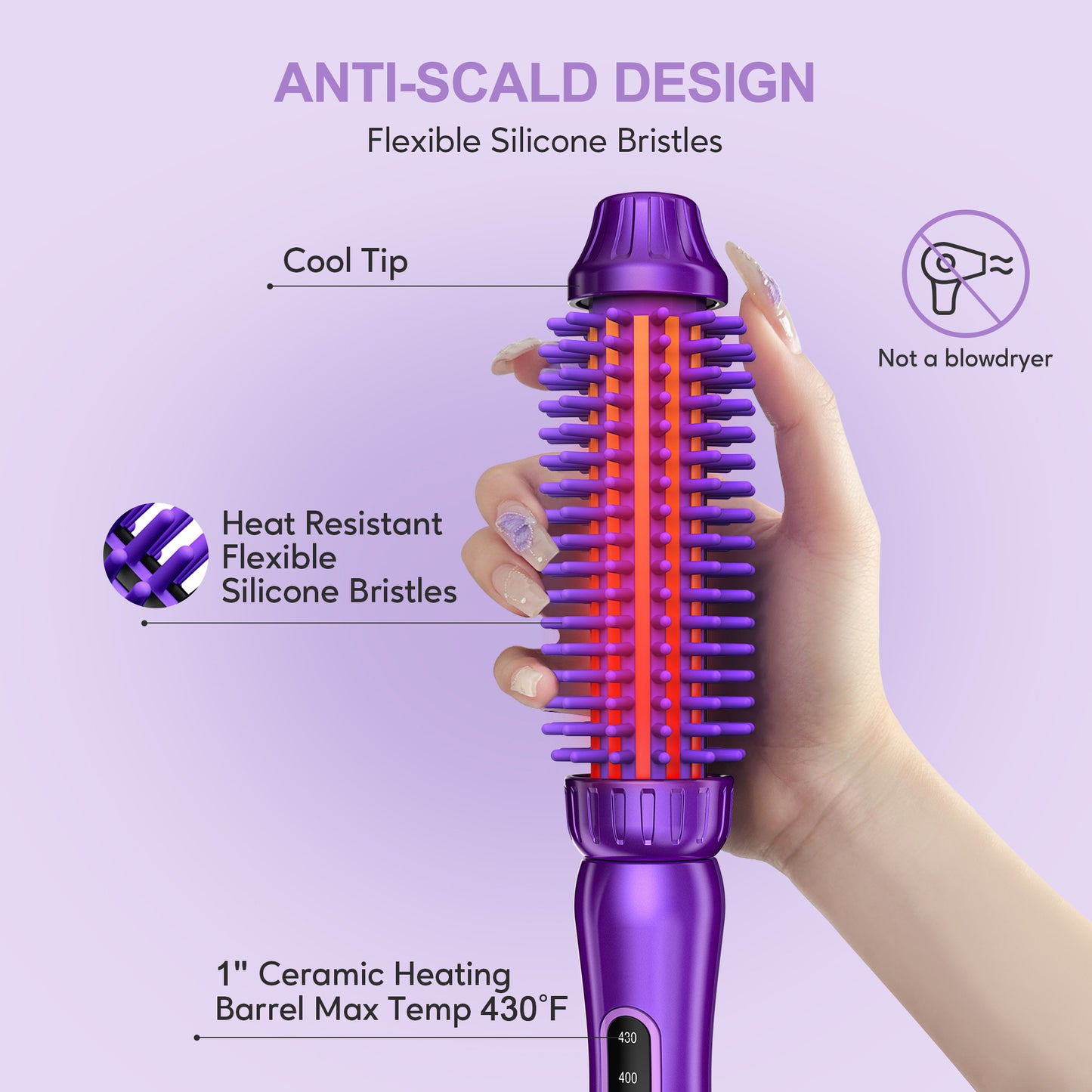 Silicone Bristles Thermal Brush, 1-inch