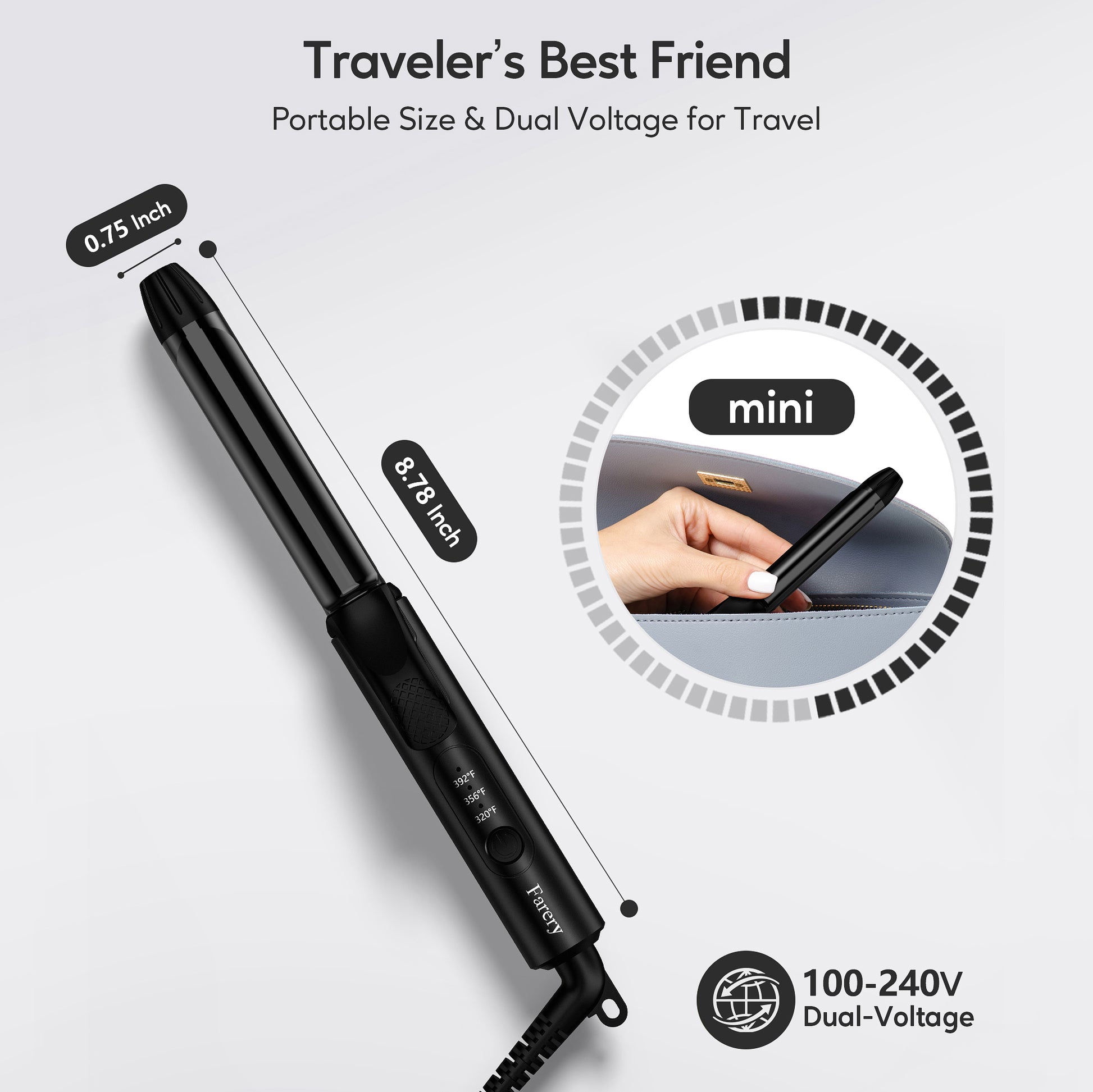 Mini Curling Iron, 3/4 Inch, Multi-Temp