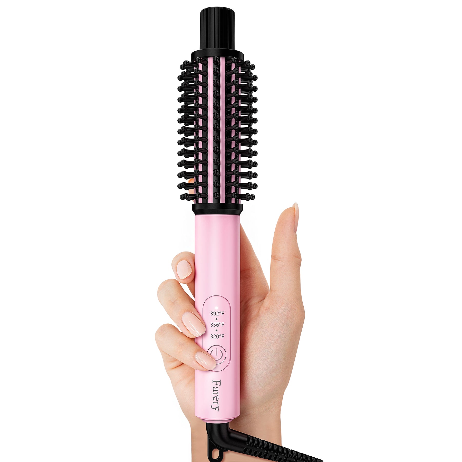 FARERY Mini Thermal Brush with Temperature Adjustable, 1" Heated Round Brush, Light Pink