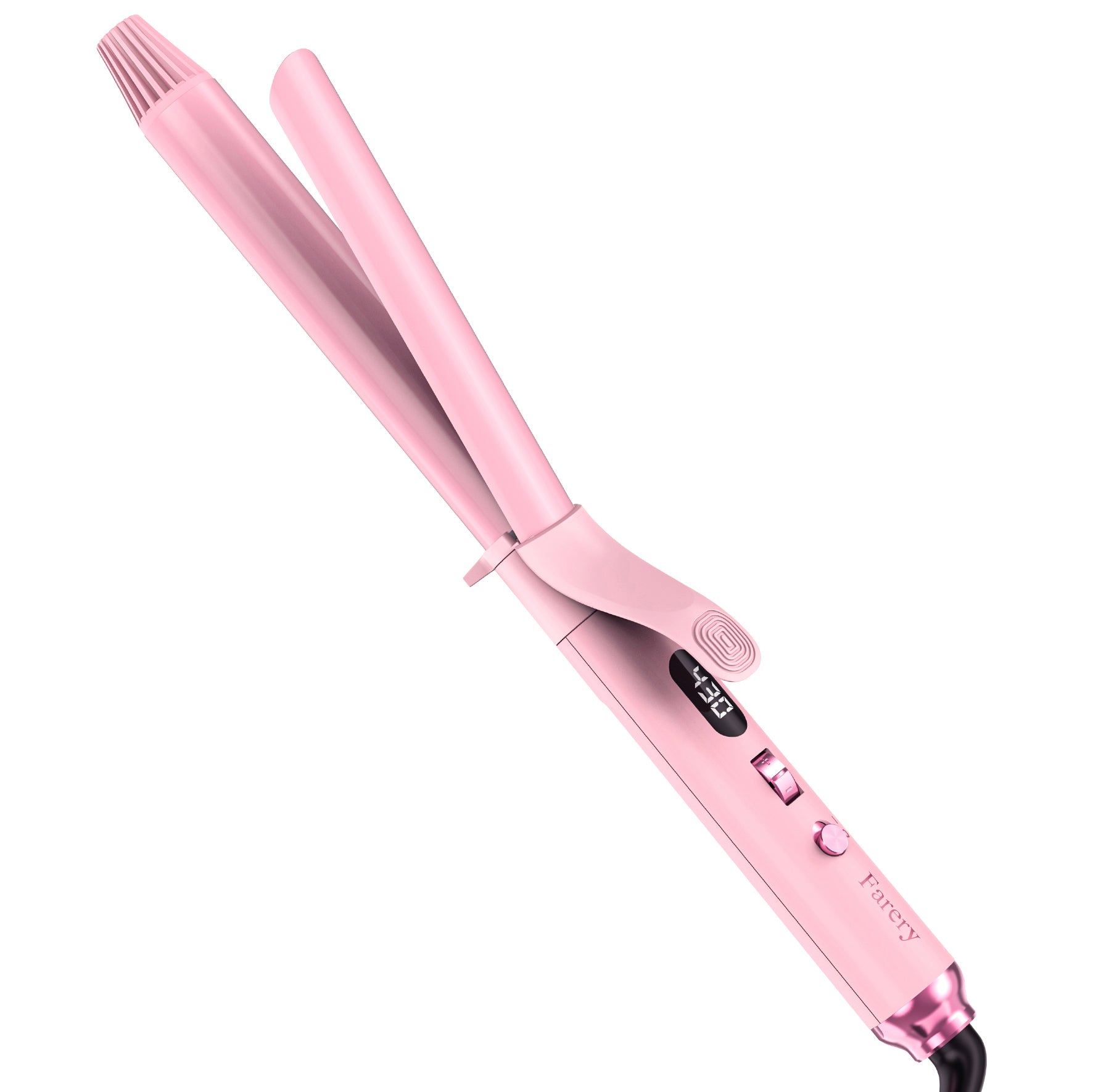 FARERY Extra Long Curling Iron, Long Barrel Ceramic Hair Curler 1 inch, Pink