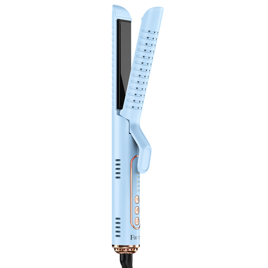 FARERY Chill Set Soft-Air Curling Iron, 2-in-1 Hair Straightener & Curler with Upgraded Long Barrel, Blue