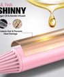 FARERY Extra Long Curling Iron, Long Barrel Ceramic Hair Curler 1 inch, Pink