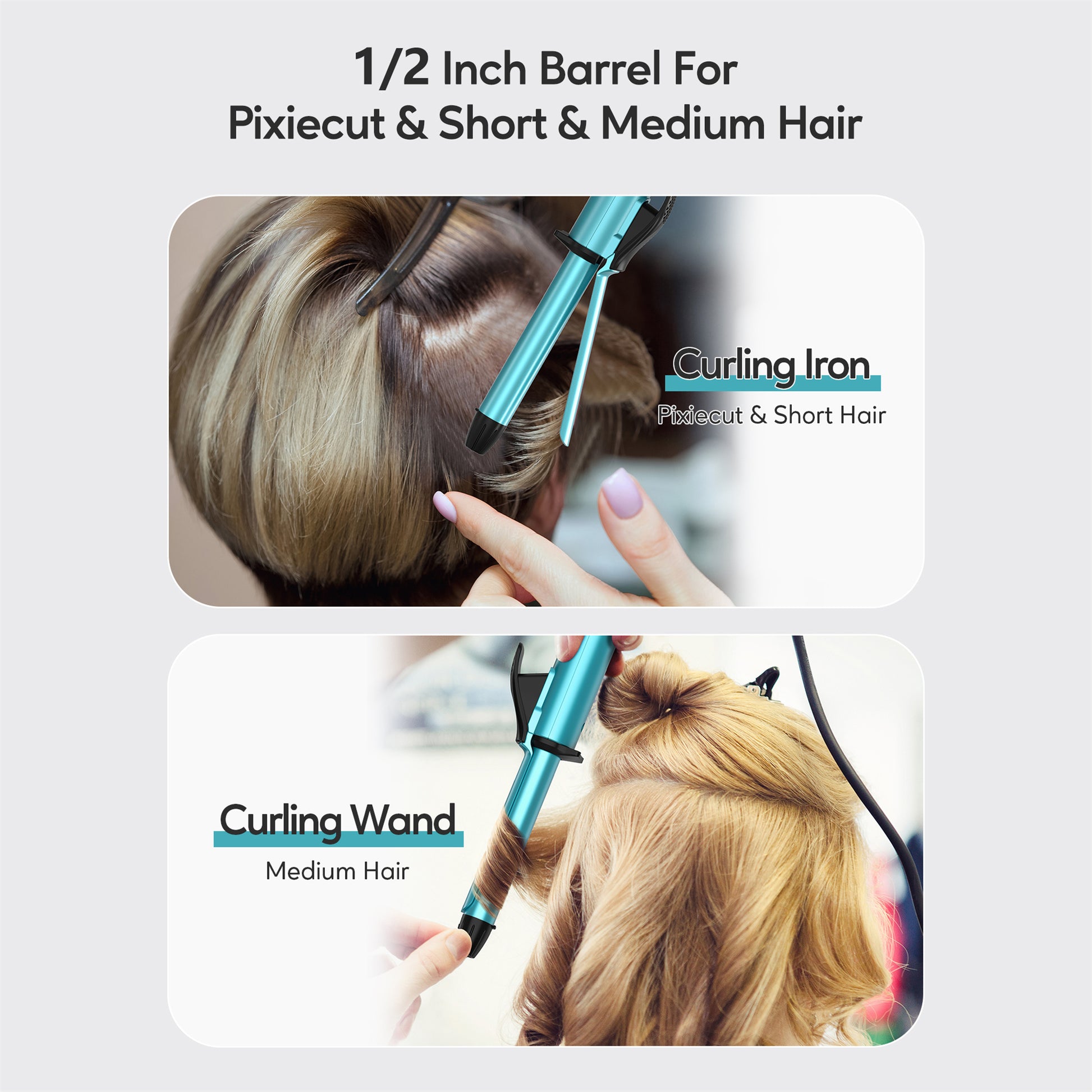 Mini Curling Iron, Blue, Single-Temp