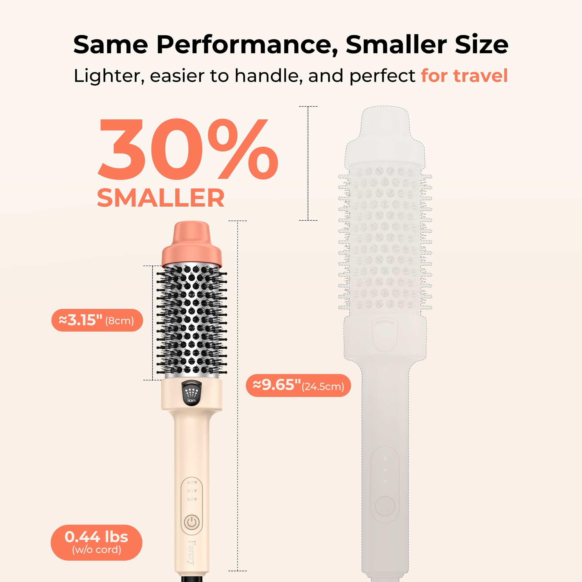 Farery Mini Thermal Brush 1.5 Inch, Heated Round Brush for Voluminous Styling & Curls