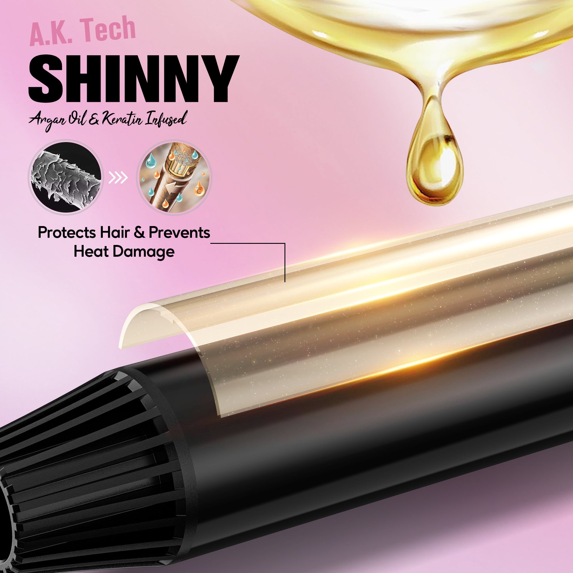 FARERY 1.25" extra long curling iron with adjustable tempertures for long hair, Black