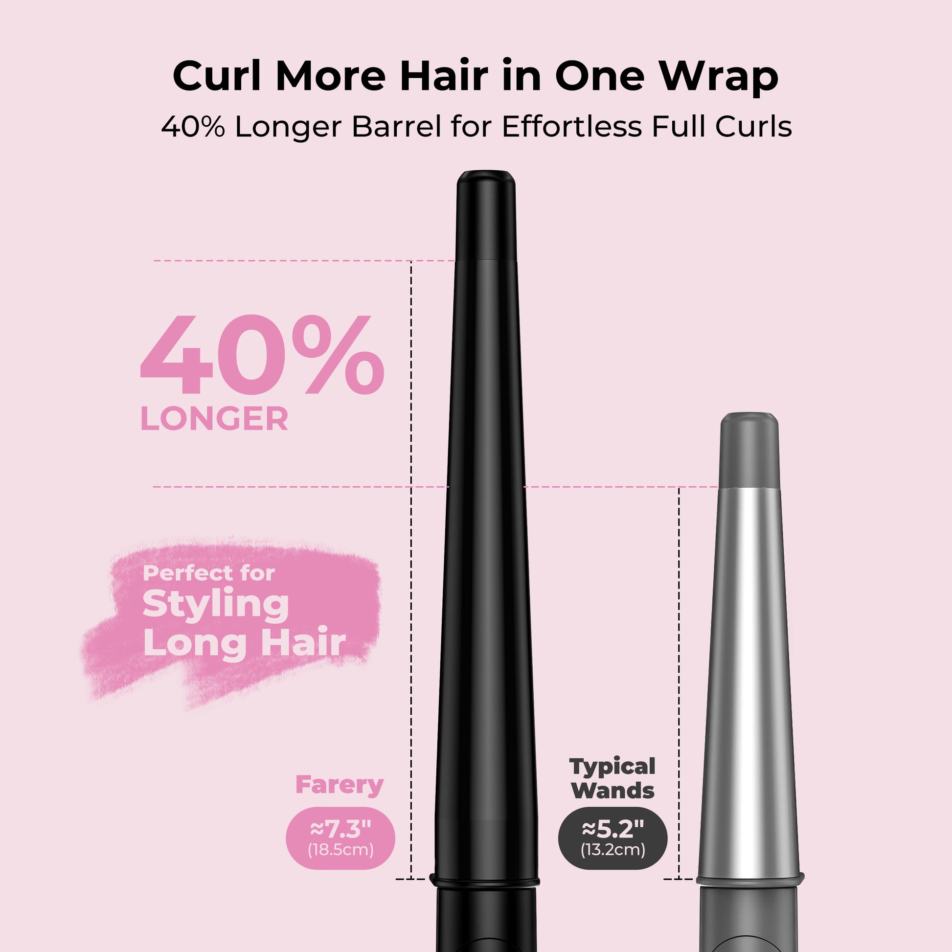 FARERY Tapered Curling Wand, 3/4-1 1/4" Conical with 7.3" Extra Long Barrel