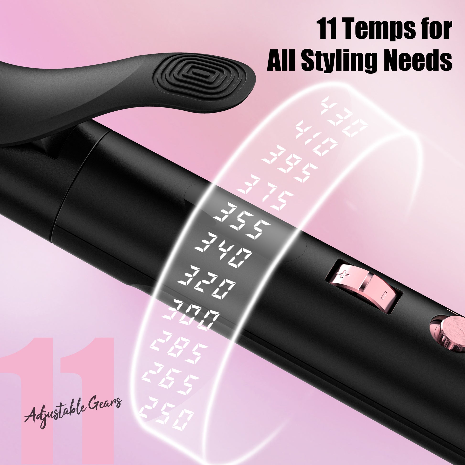 FARERY 1.25" extra long curling iron with adjustable tempertures for long hair, Black