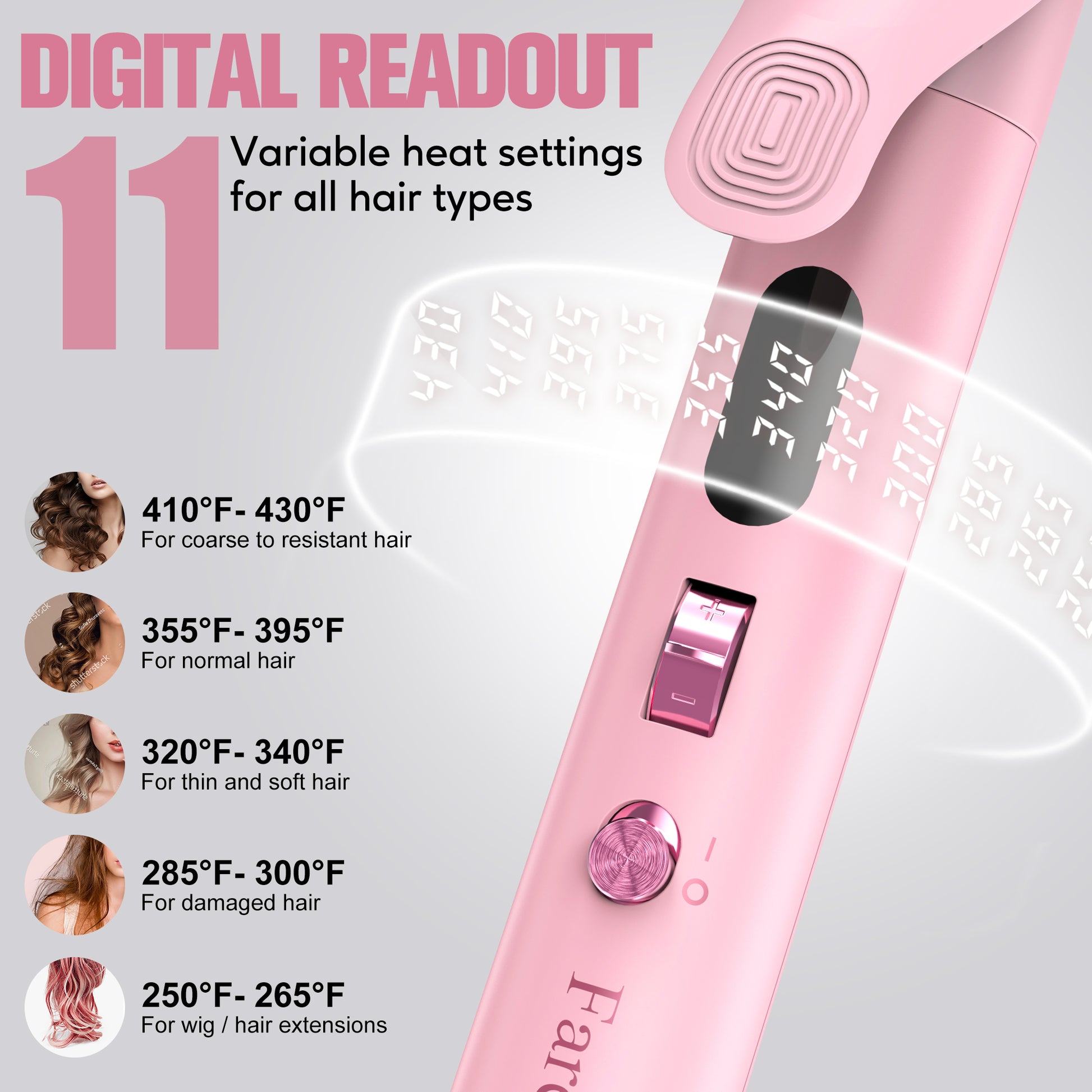 FARERY Extra Long Curling Iron, Long Barrel Ceramic Hair Curler 1 inch, Pink