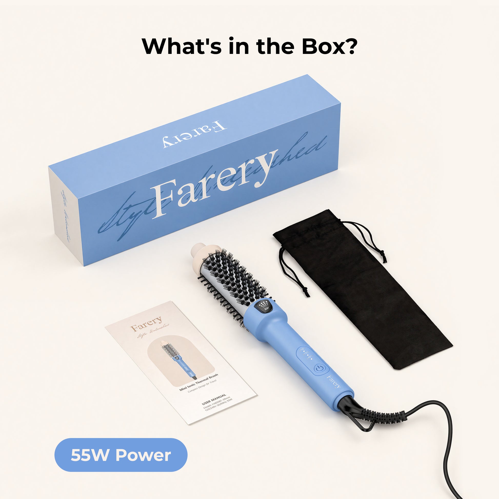 FARERY Mini Hot Curling Brush, 1.2 Inch Ionic Heated Round Brush for Short Hair