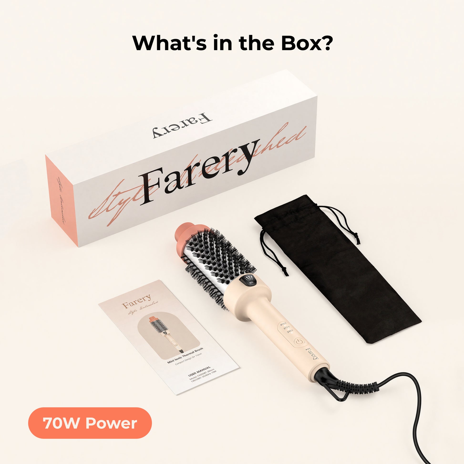 Farery Mini Thermal Brush 1.5 Inch, Heated Round Brush for Voluminous Styling & Curls