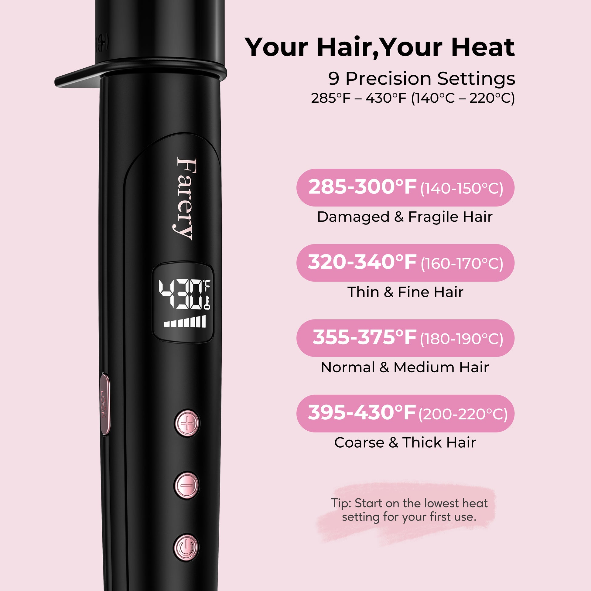 FARERY Tapered Curling Wand, 3/4-1 1/4" Conical with 7.3" Extra Long Barrel