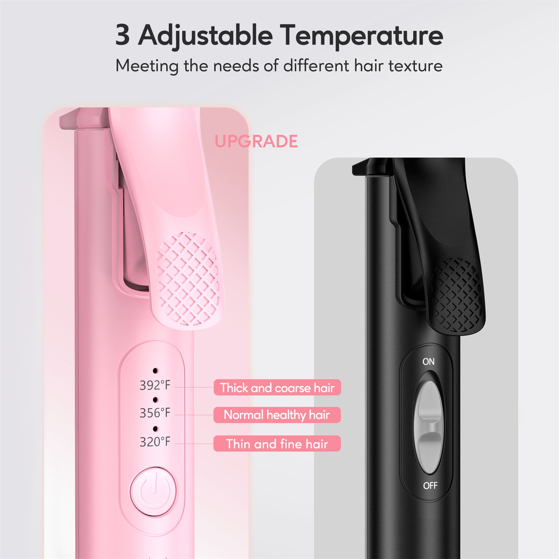 FARERY Mini Curling Iron, 1" Travel Size Hair Curler with Adjustable Temperatures, Pink