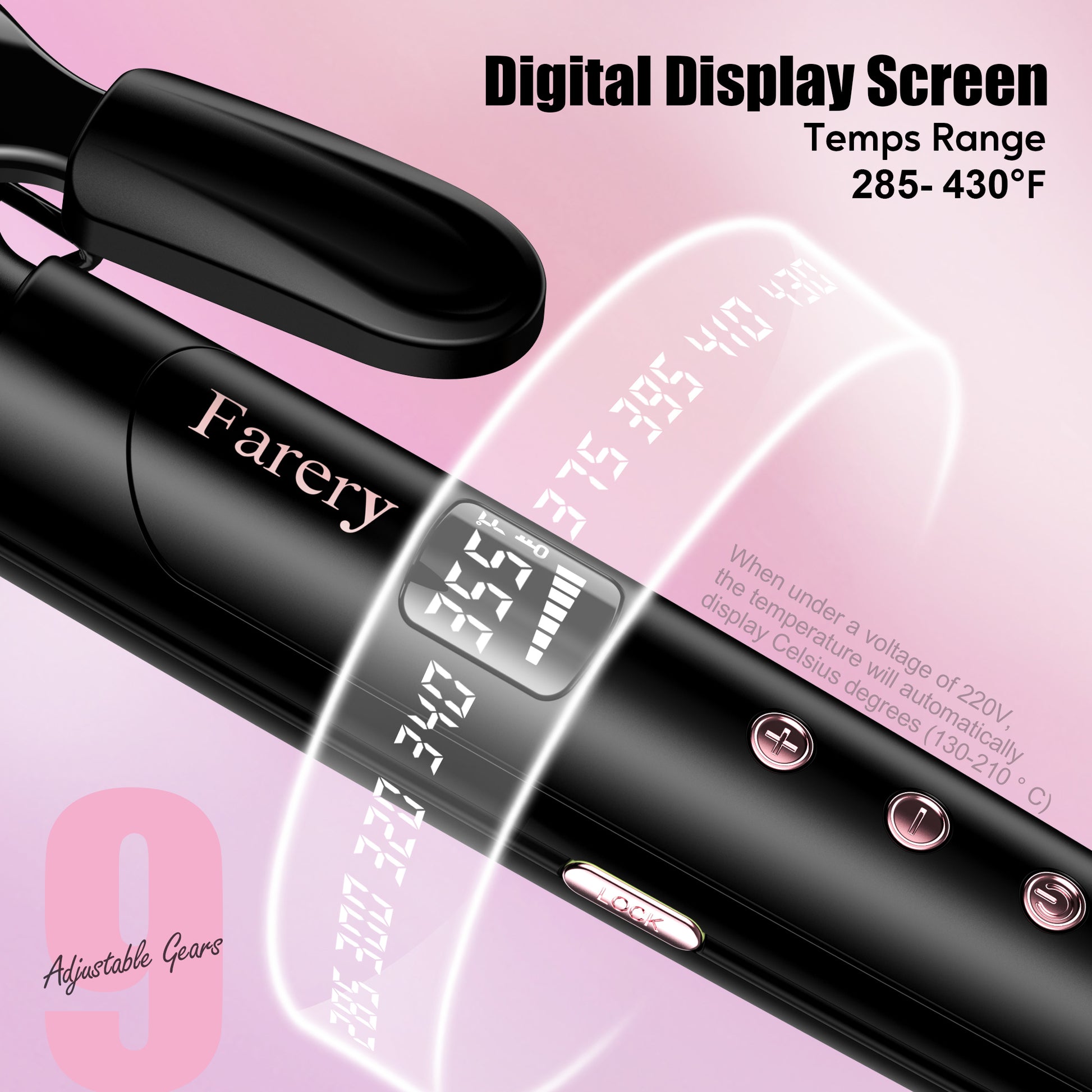 FARERY 1.5 inch Curling Iron For Long Hair, Lightweight Long Barrel Ceramic Curling Iron