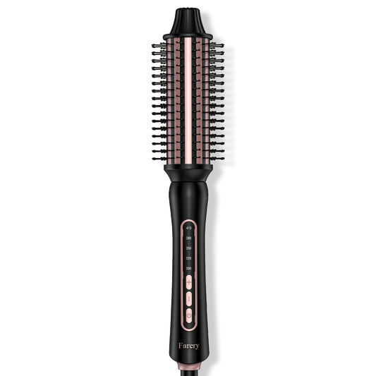 FARERY 1.5" Hot Curling Brush for Big Bouncy Curls, Non-Blowing Heated Round Brush, Black