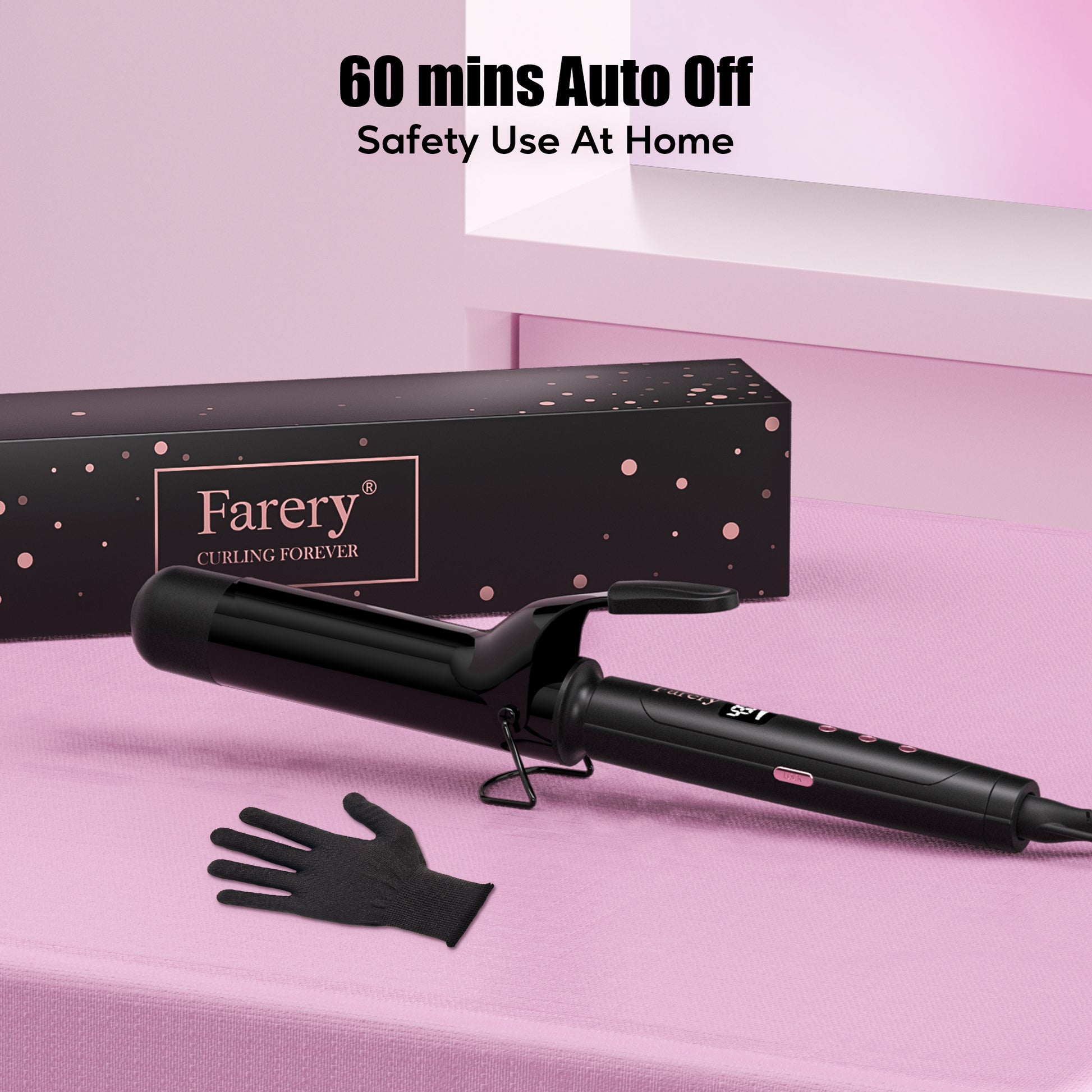FARERY 1.5 inch Curling Iron For Long Hair, Lightweight Long Barrel Ceramic Curling Iron