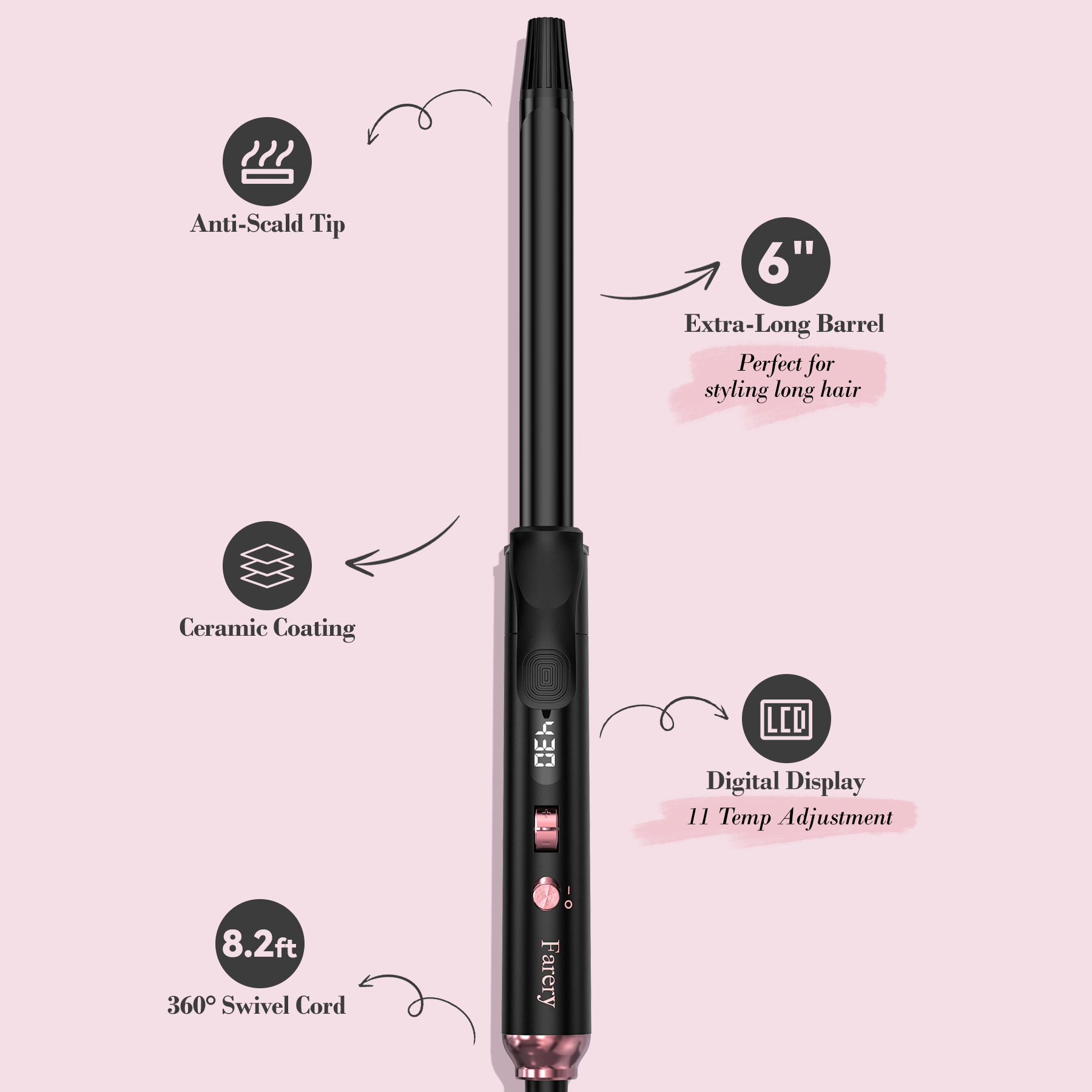 Long Barrel Curling Iron, 0.75 Inch